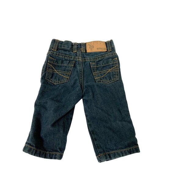 US Polo Assn Infant baby Size 3 6 Months Blue Jeans Dark Denim Adjustable Waist - Picture 4 of 4